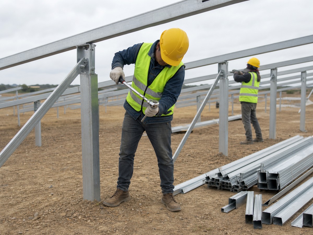 Montaż konstrukcji pod moduły PV